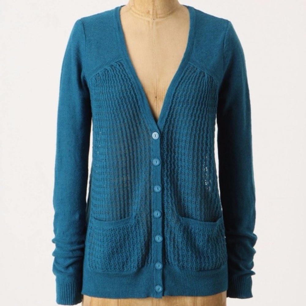 {Anthropologie} Sparrow Anza Turquoise Cardigan size XS